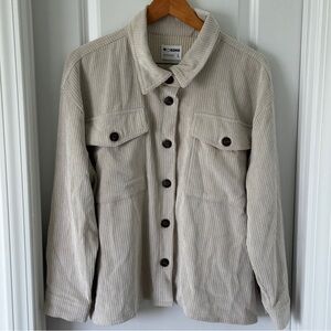 CI Sono Corduroy Outerwear Ecru Oversized Boyfriend Button Down Shirt Jacket - L